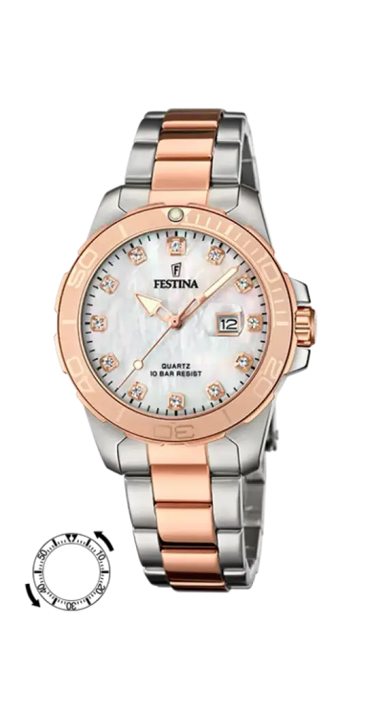 Festina Dameshorloge Parelmoer – Staal - F20505/1