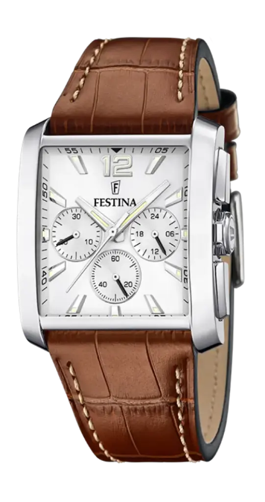 Festina Herenhorloge 37 mm Zilver – Leer - F20636/1