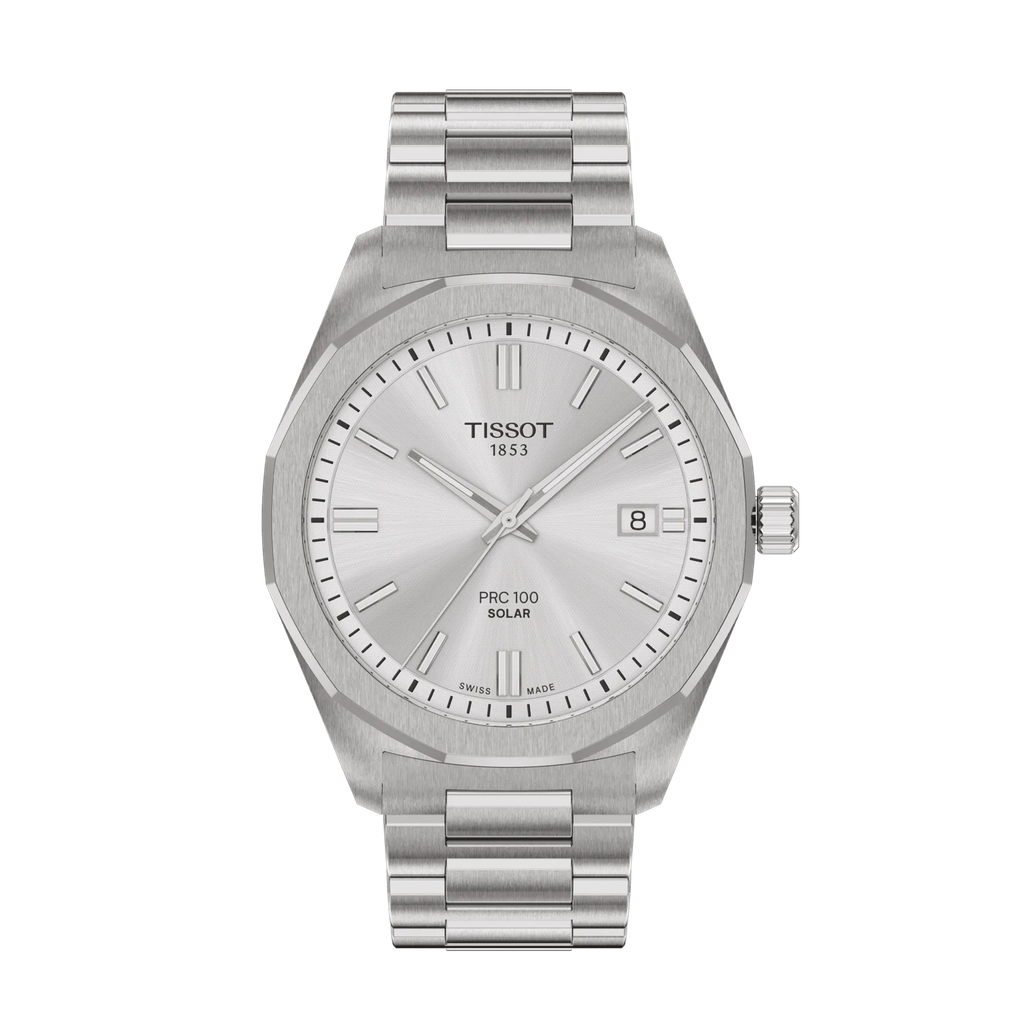 Tissot PRC 100 Solar Quartz 39 mm Horloge Zilver – Staal - T1514221103100