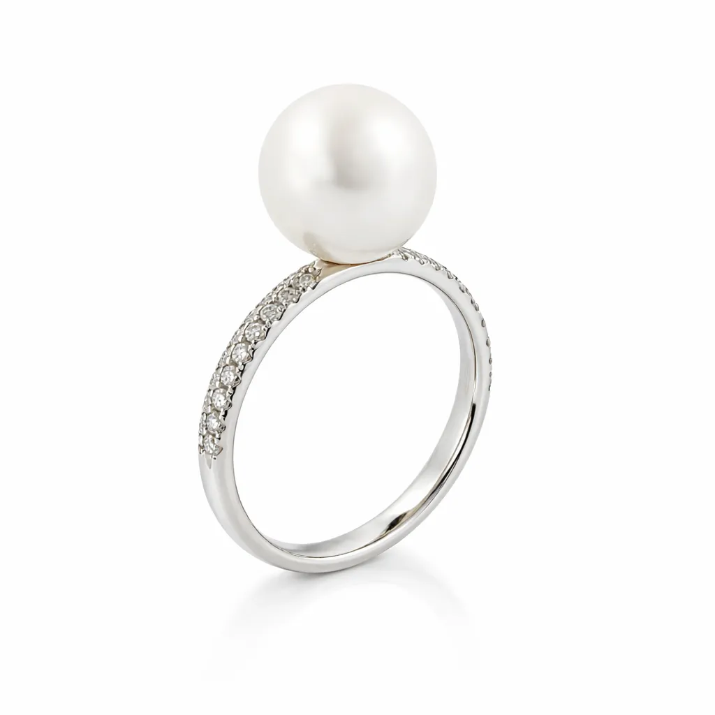 Alessandra Dona Ring 18 kt Witgoud Zuidzeeparel - rwd031sw100