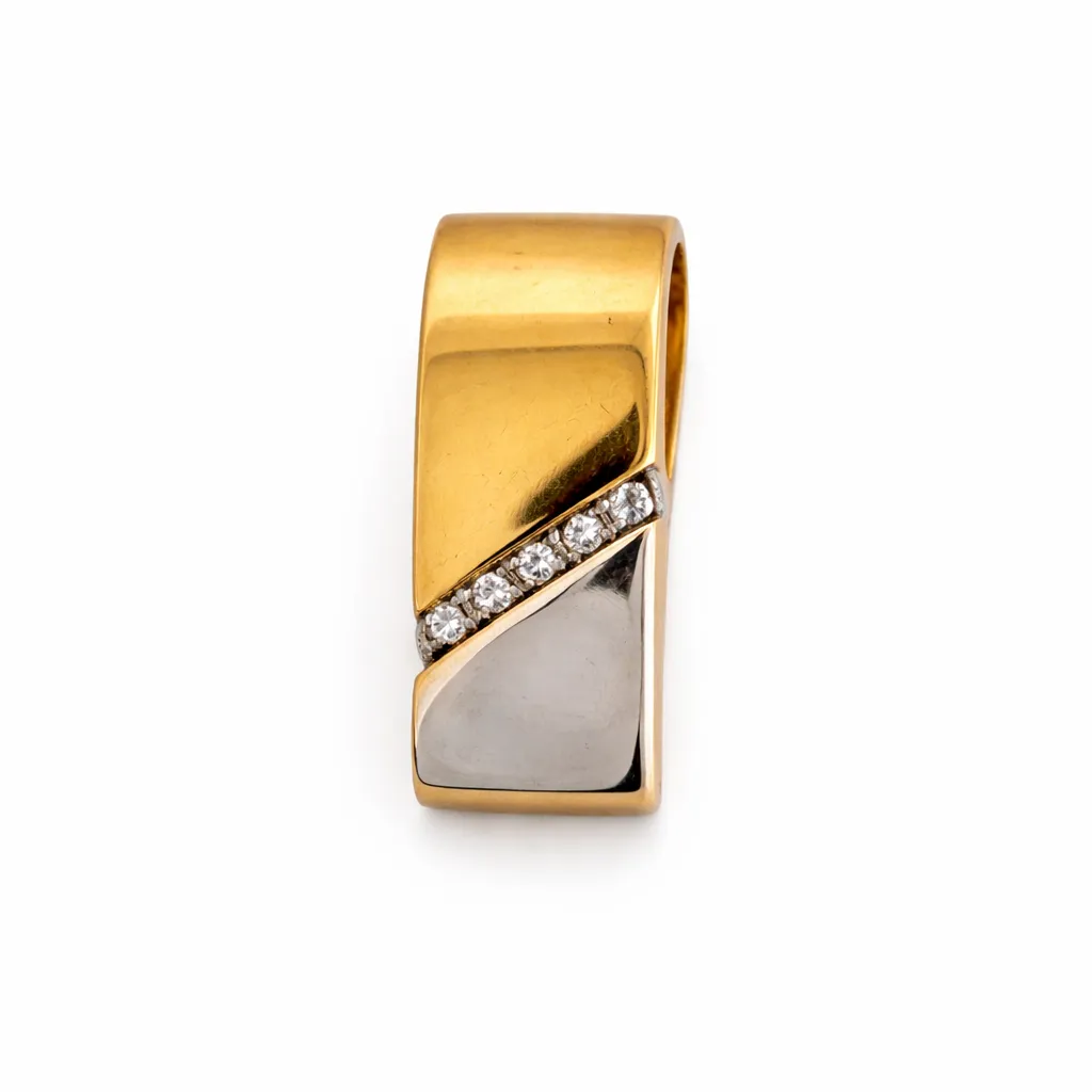 [a2155] J&A 1970 hanger in 18 kt geel- en witgoud met diamant – A2155