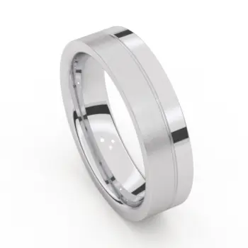 [5569/60] Trouwring - 5569/60 - Staal Langsmat/Poli 6mm/vlak