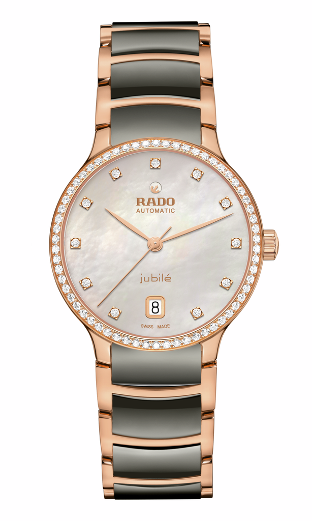 Rado Centrix Automatic Diamonds Dameshorloge 35 mm Zilverwit – Plasma keramiek & roségoudkleurig - R30230912