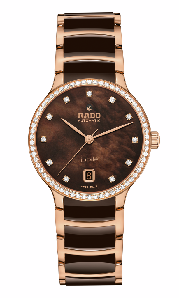Rado Centrix Automatic Diamonds Dameshorloge 35 mm Bruin – Bruin keramiek & roségoudkleurig - R30230922