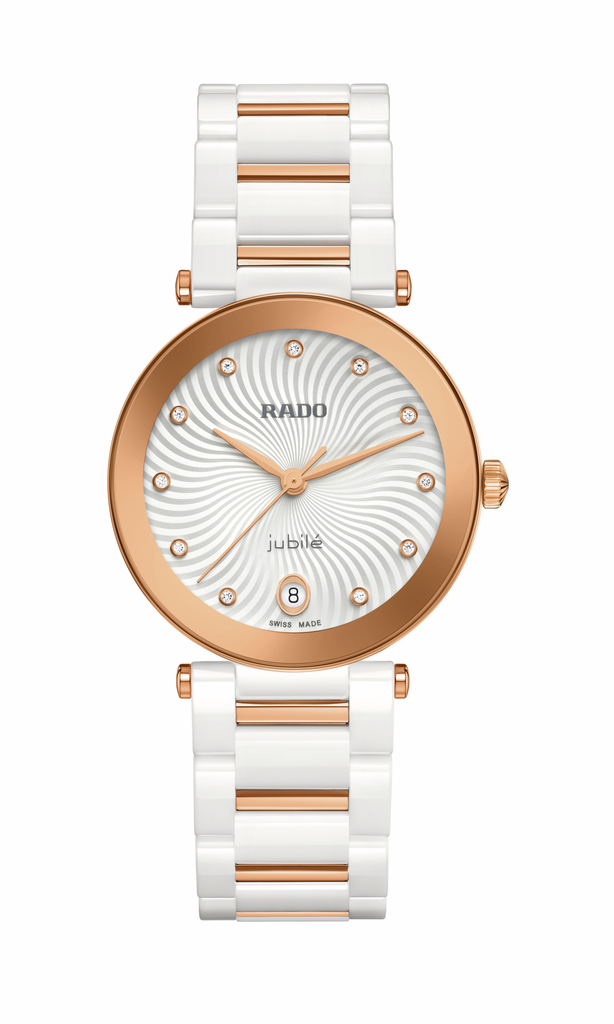 Rado LaCoupole Diamonds Dameshorloge 31 mm Zilverwit – Wit keramiek & roségoudkleurig - R22240703