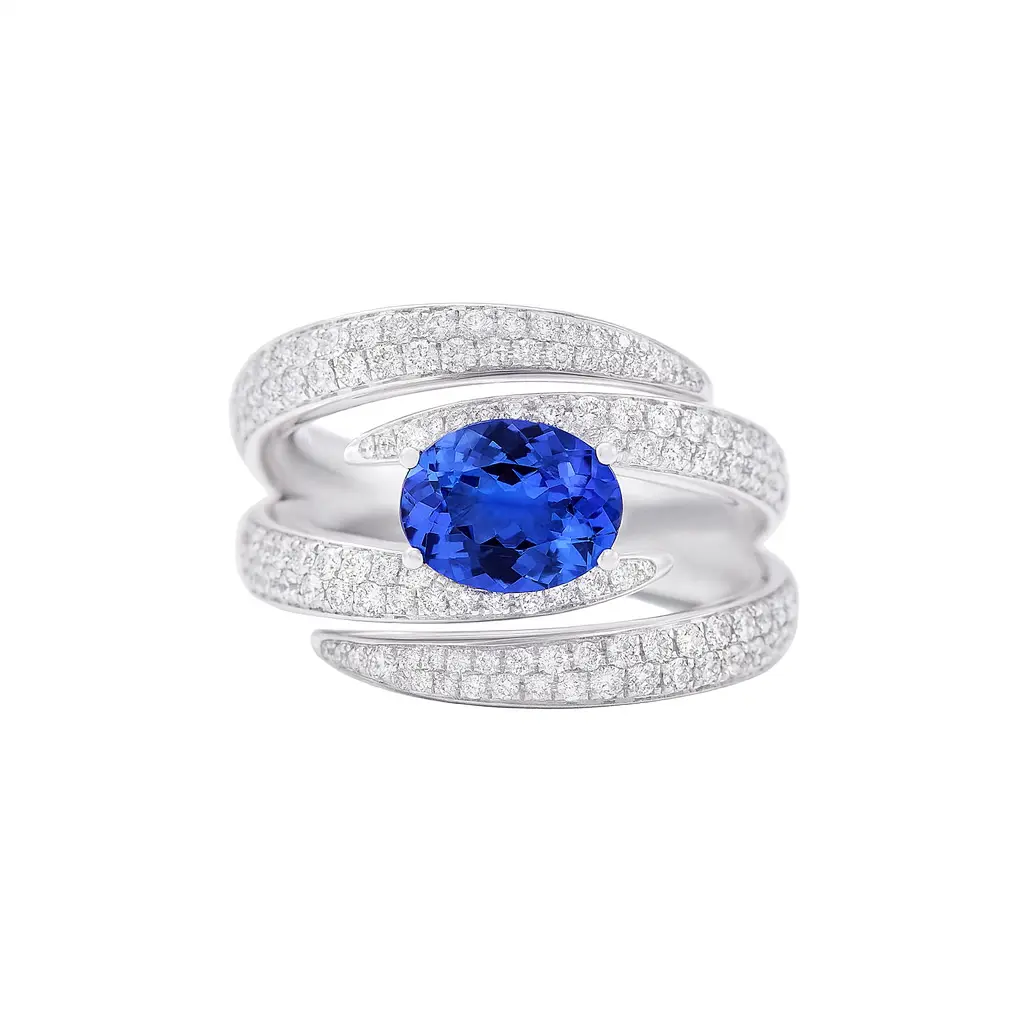 Giorgio Visconti Ring 18 kt Witgoud Tanzaniet 1,57 ct - AB17189T