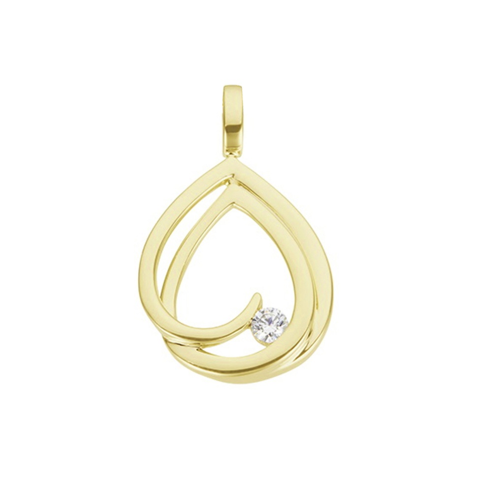 Beheyt Hanger 18 kt Geelgoud Diamant 0,06 ct - 064047A